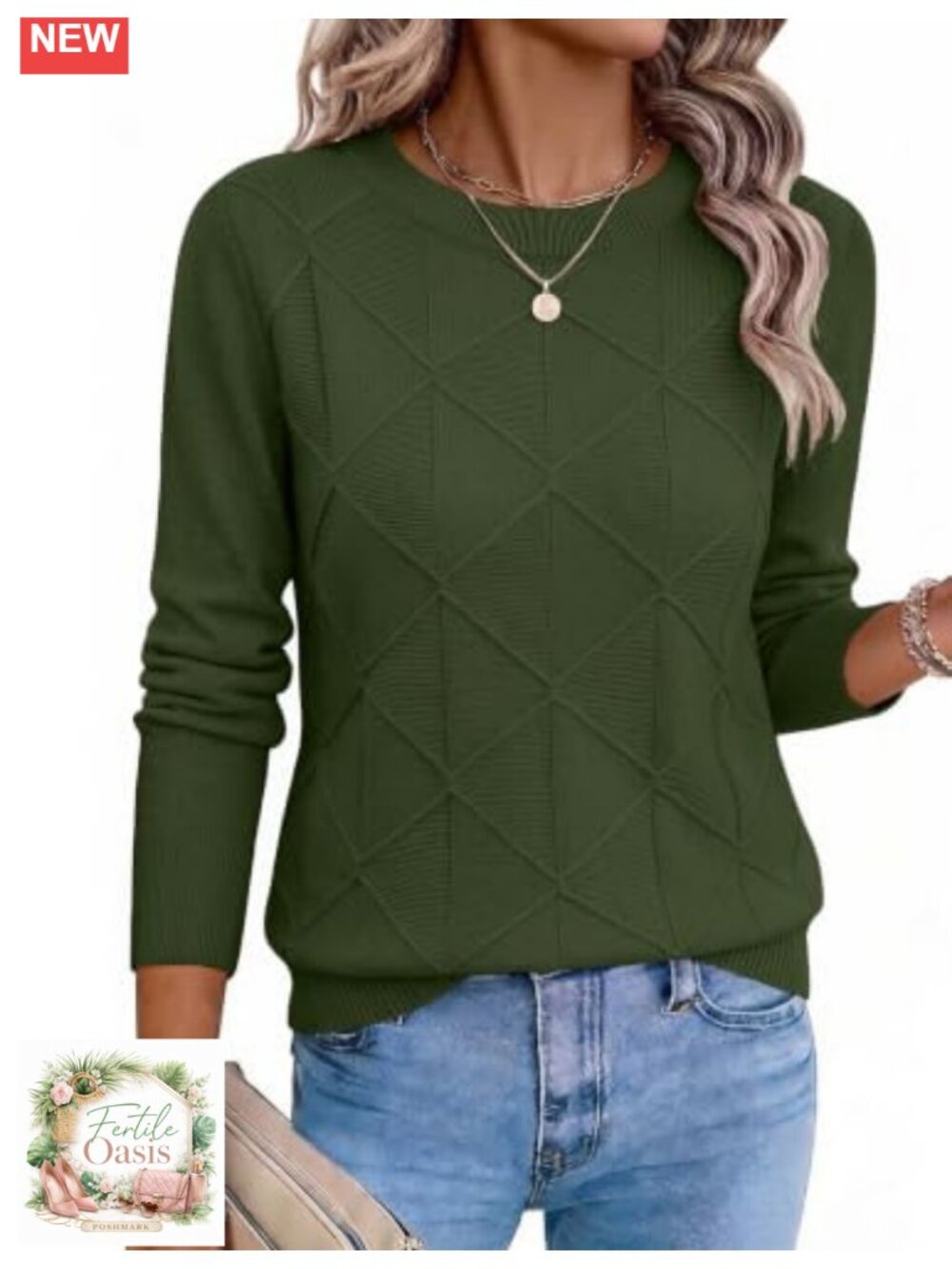 Women's Soft Cable Knit Crewneck Pullover Sweater Long Sleeve
